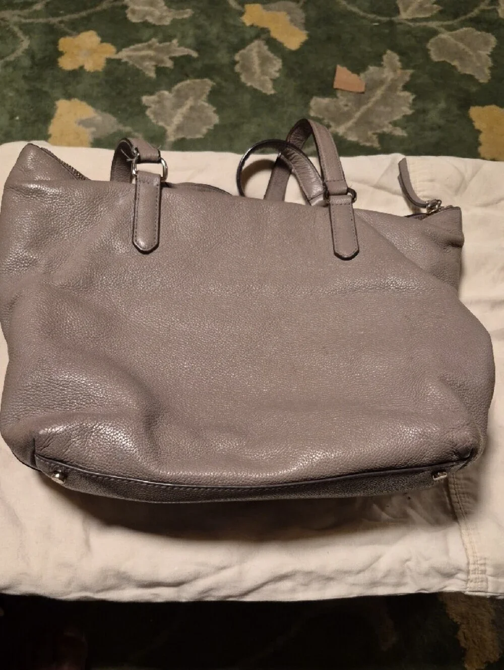 kate spade pebble leather embossed tote in taupe gray